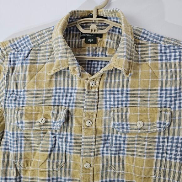 Eddie Bauer Shirt Mens Medium Yellow Blue Plaid Classic Fit Long Slv Button Up - Picture 2 of 11